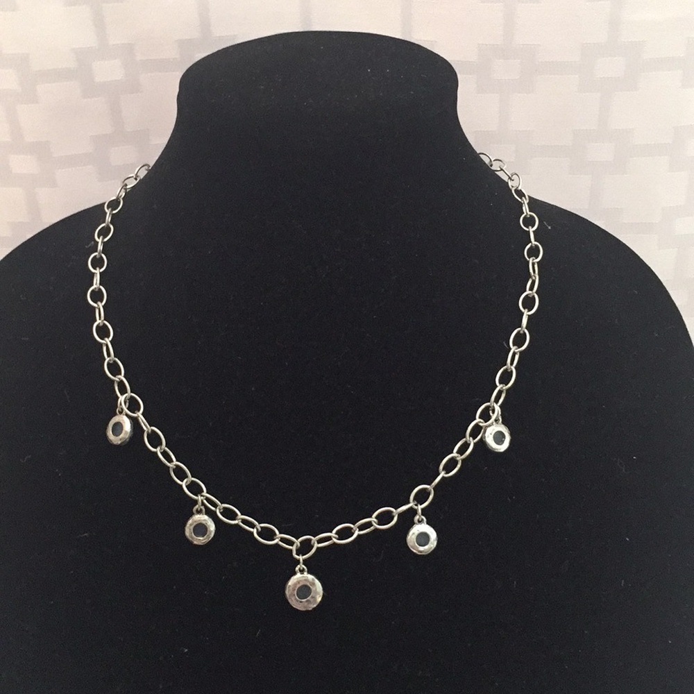 Chico's ITAS Silvertone Blue Crystal Necklace